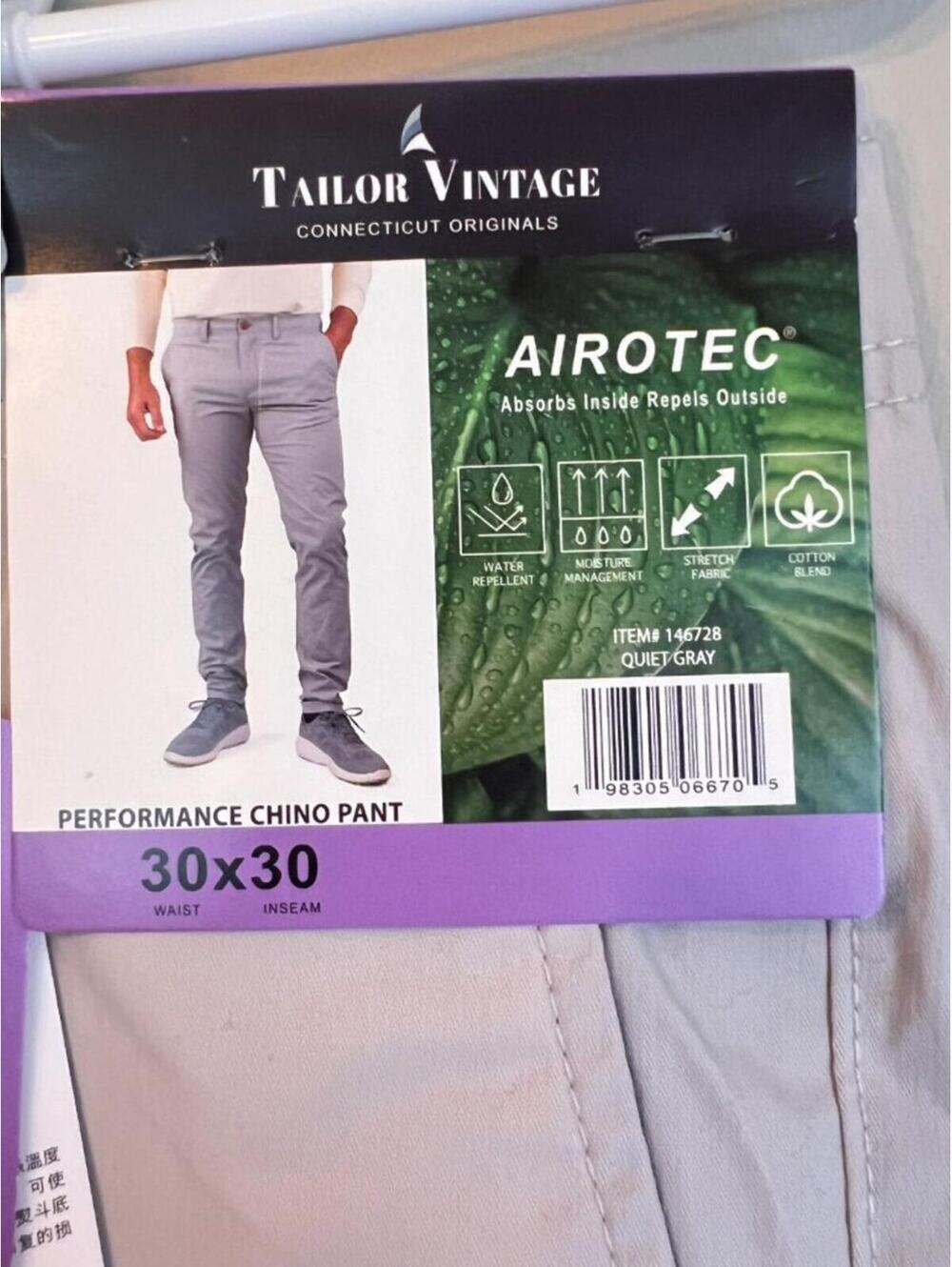 NWT Tailor Vintage Performance Chino Pants Men's 30 x 30